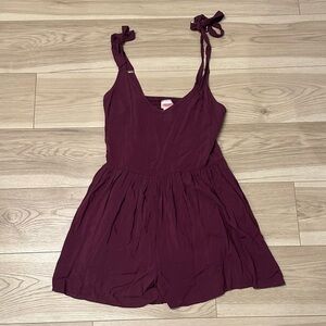 kate spade burgundy sleeveless romper with tie straps